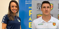 Maíra Moreia e Rafael Klein, árbitros Fifa do RS