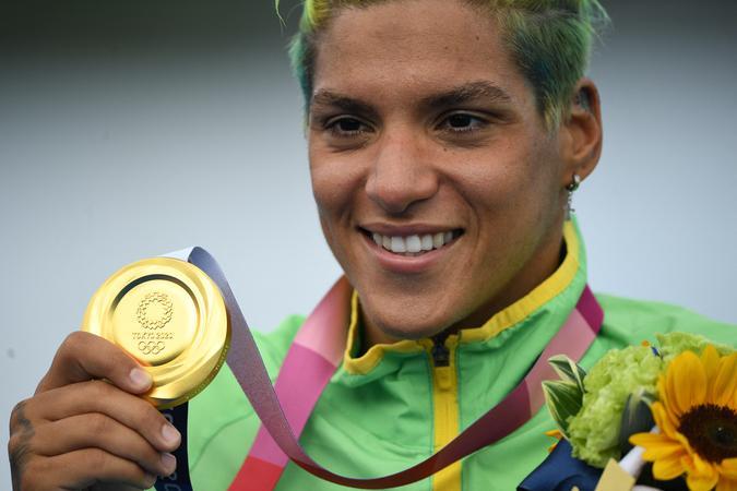 Ana Marcela ganhou a medalha de ouro  na maratona aqu&aacute;tica no Jap&atilde;o