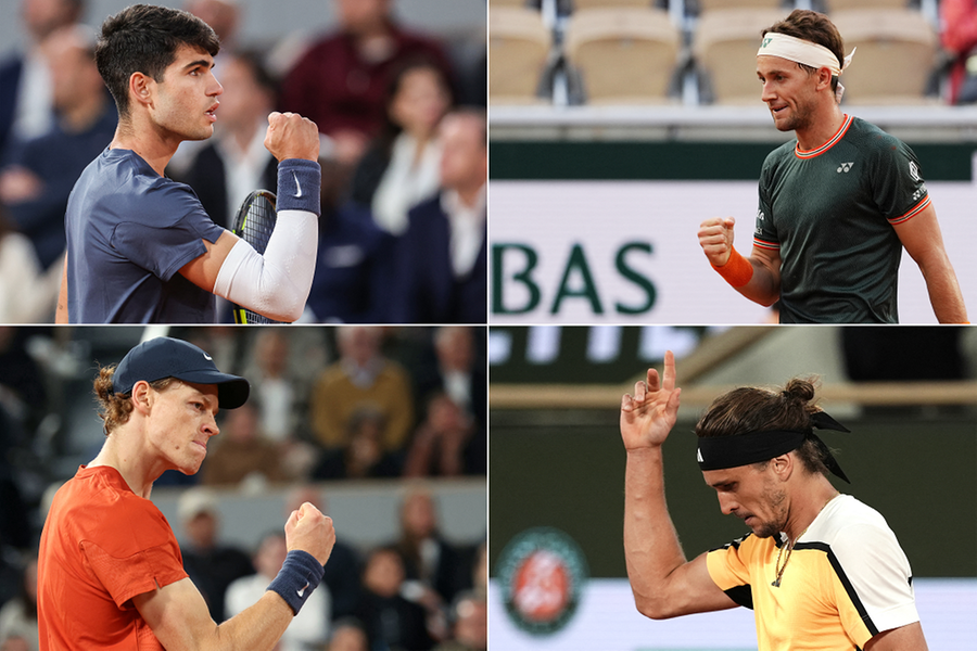 Carlos Alcaraz x Jannik Sinner e Alexander Zverev x Casper Ruud fazem as semifinais.