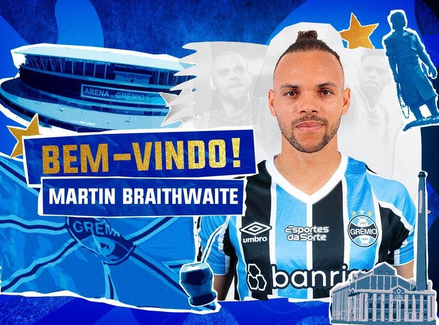 Gr&ecirc;mio anuncia a contrata&ccedil;&atilde;o de Braithwaite