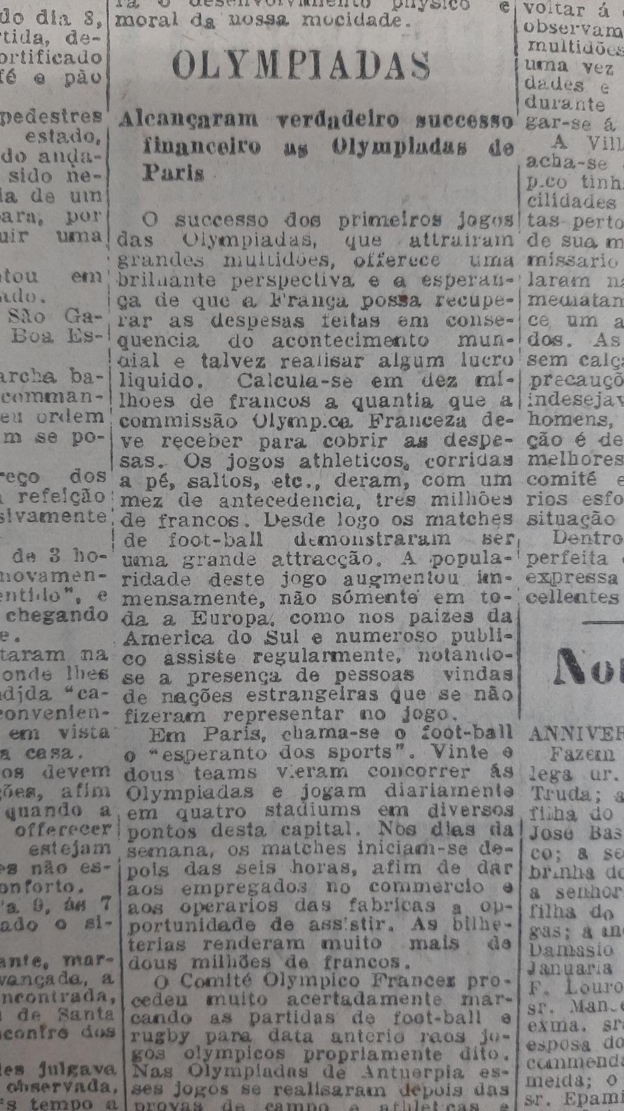 Longo artigo nas p&aacute;ginas do Correio trazia os principais problemas que o espectador das olimp&iacute;adas de Paris enfrentou em 1924, apesar do sucesso financeiro do evento. Dificuldades nos deslocamentos, longas dist&acirc;ncias e problemas estruturais dos locais de competi&ccedil;&atilde;o estavam entre as principais reclama&ccedil;&otilde;es