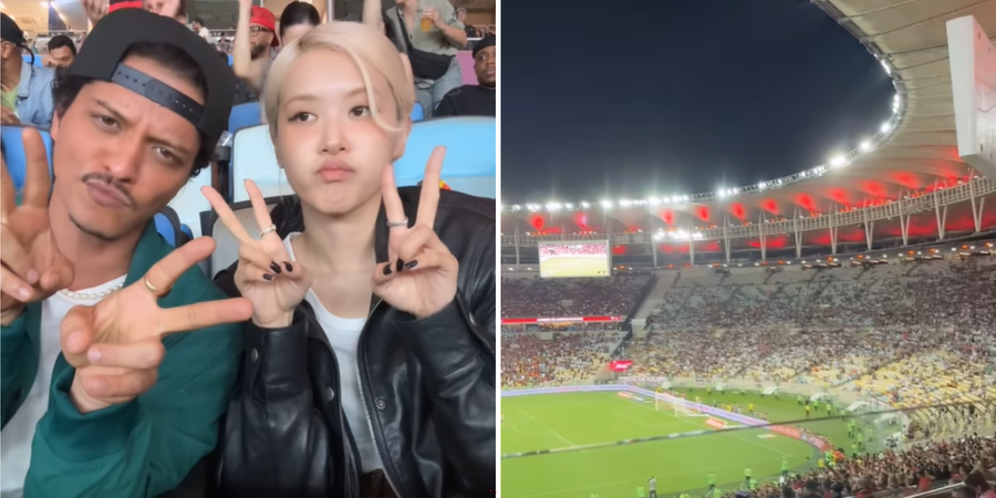 Ros&eacute; aparece com Bruno na arquibancada durante o jogo