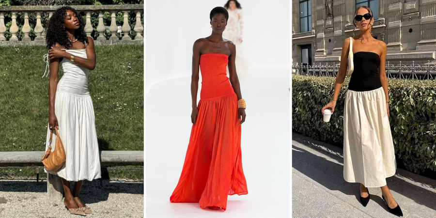 Vestido com a cintura baixa tamb&eacute;m &eacute; conhecido como &ldquo;drop waist dress&rdquo;