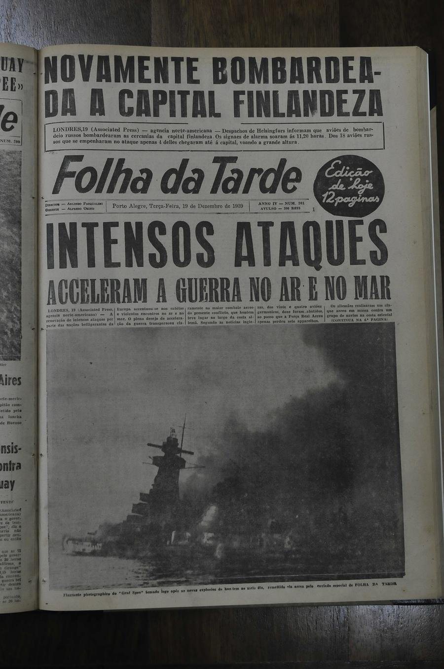 Capa da Folha da Tarde do dia 19 de dezembro traz os detalhes da explos&atilde;o do navio