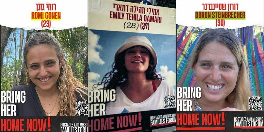 Romi Gonen, Emily Damari e Doron Steinbrecher foram libertadas ap&oacute;s mais de 15 meses