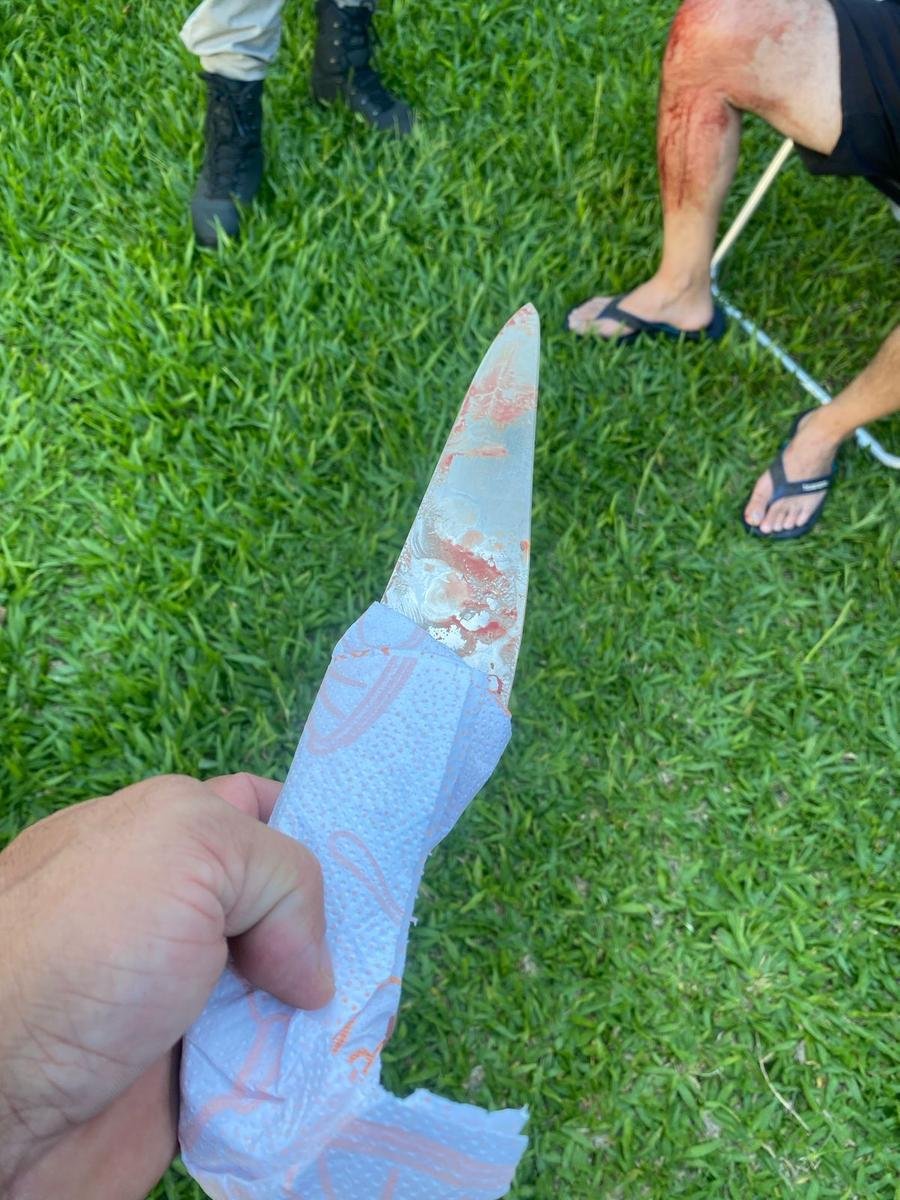 Faca que tio utilizou para assassinar sobrinho em Torres