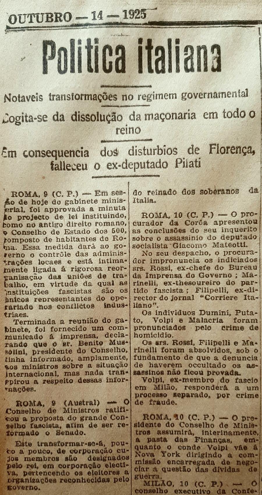 Sob um manto deturpado de legalidade, o regime fascista italiano cooptou o poder p&uacute;blico de maneira gradual, assegurando para si o controle total das institui&ccedil;&otilde;es pol&iacute;ticas