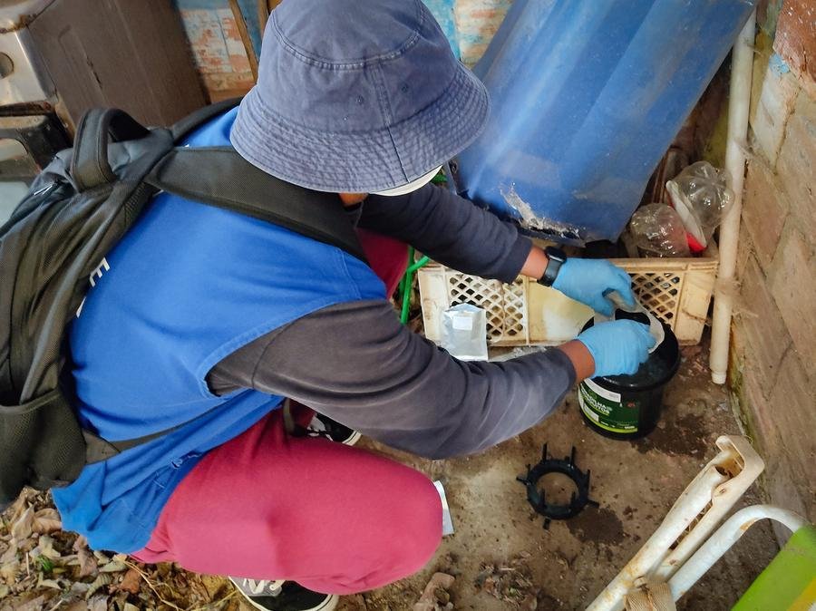 As chamadas esta&ccedil;&otilde;es disseminadoras de larvicidas s&atilde;o potes pl&aacute;sticos com uma tela interna impregnada de larvicida em p&oacute; instaladas nos p&aacute;tios das resid&ecirc;ncias