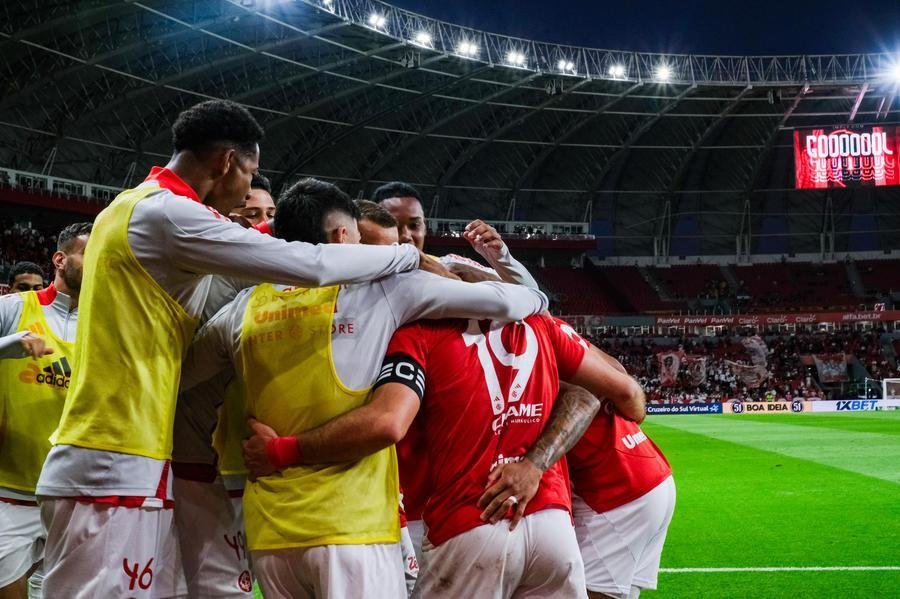 Inter comemora gol sobre o Sport, domingo passado, no Beira-Rio