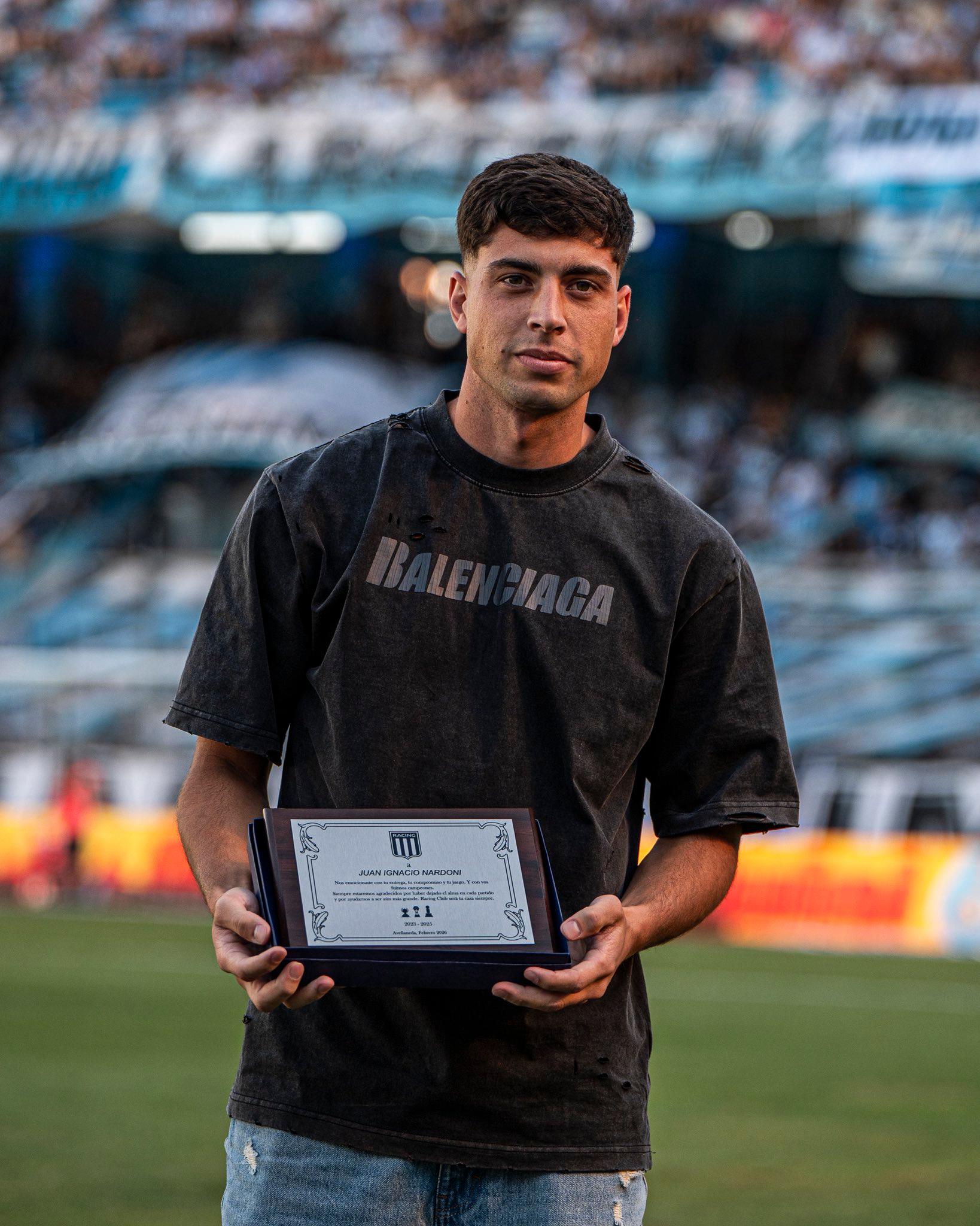 Nardoni recebeu uma homenagem do Racing no &uacute;ltimo final de semana