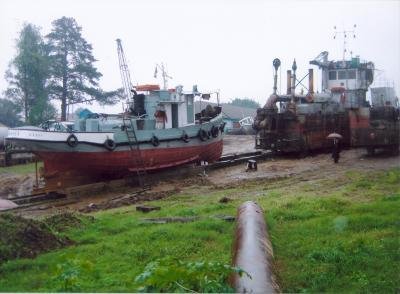 Estaleiro naval de Triunfo realizou diversos tipos de servi&ccedil;os durante sua opera&ccedil;&atilde;o, como nesta imagem de 2005