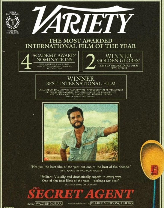 Capa da Variety &eacute; com o filme "O Agente Secreto"