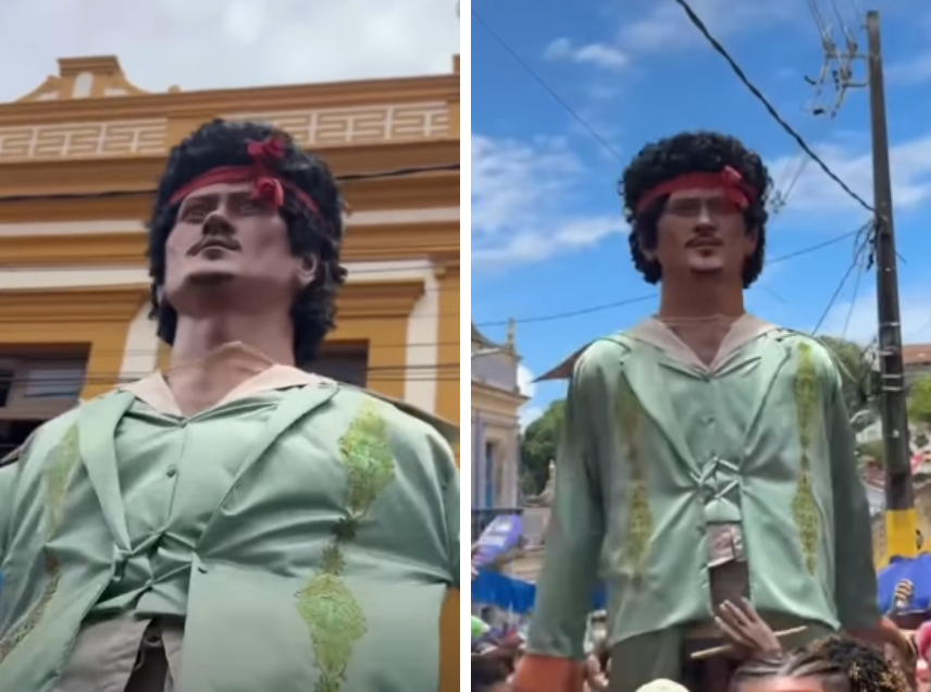 Bruno Mars ganhou uma vers&atilde;o em boneco gigante, tradi&ccedil;&atilde;o marcante da festa de Olinda, e virou atra&ccedil;&atilde;o nas ruas da Regi&atilde;o Metropolitana do Recife