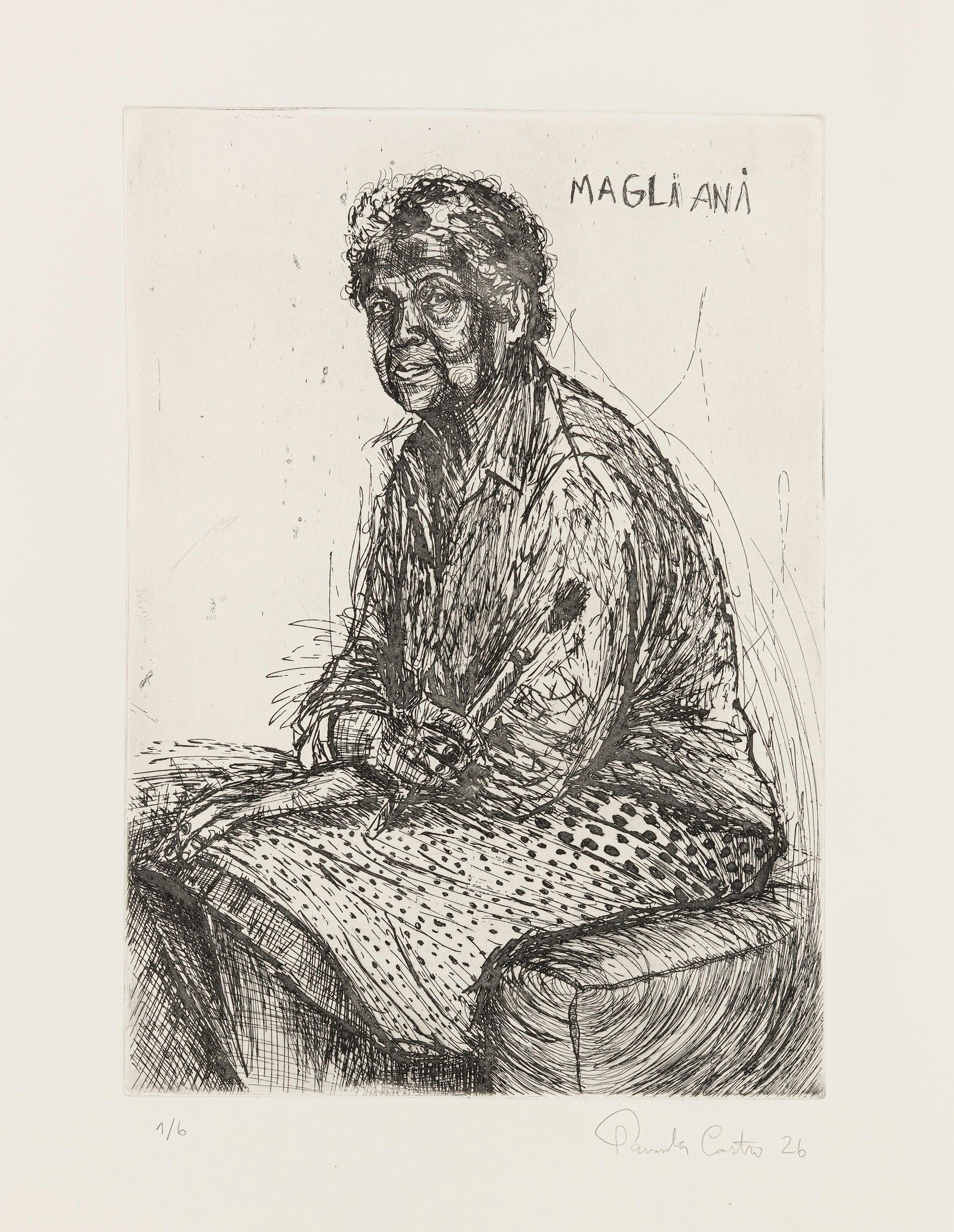 Artista ga&uacute;cha Maria L&iacute;dia Magliani em obra da carioca Panmela Castro, que abre mostra neste s&aacute;bado, 14, na Funda&ccedil;&atilde;o Iber&ecirc;