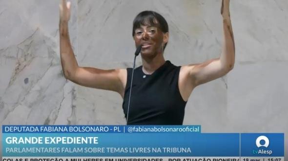 Deputada Fabiana Bolsonaro fez blackface durante sess&atilde;o da Alesp