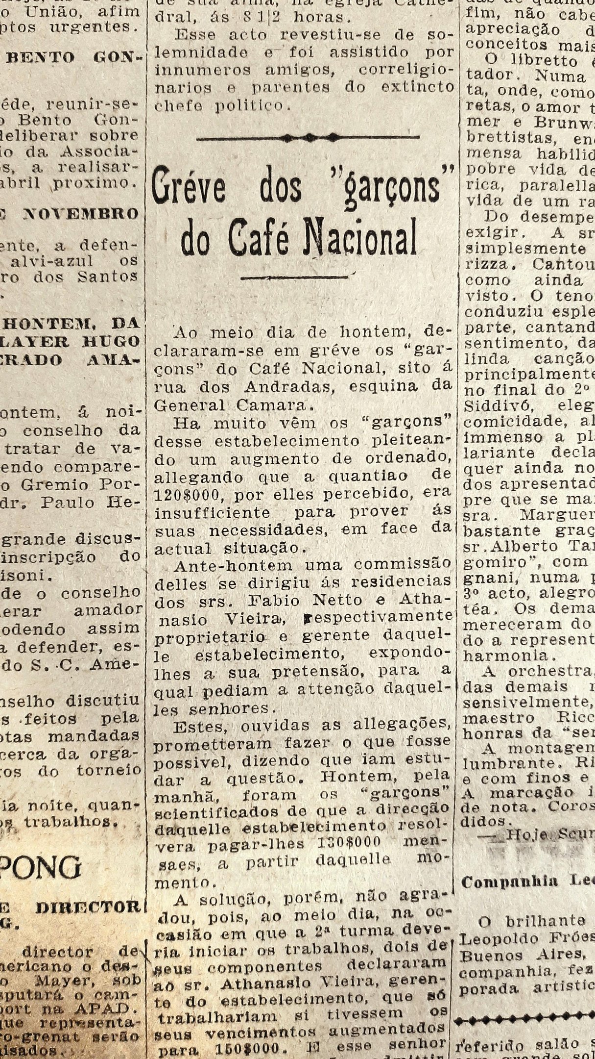 Negocia&ccedil;&atilde;o tensa entre os empregados e os propriet&aacute;rios do hist&oacute;rico caf&eacute; levou a impasse