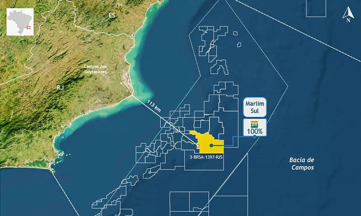 O po&ccedil;o 3-BRSA-1397-RJS est&aacute; localizado a 113 quil&ocirc;metros da costa na cidade fluminense de Campos dos Goytacazes, em profundidade d"&aacute;gua de 1.178 metros