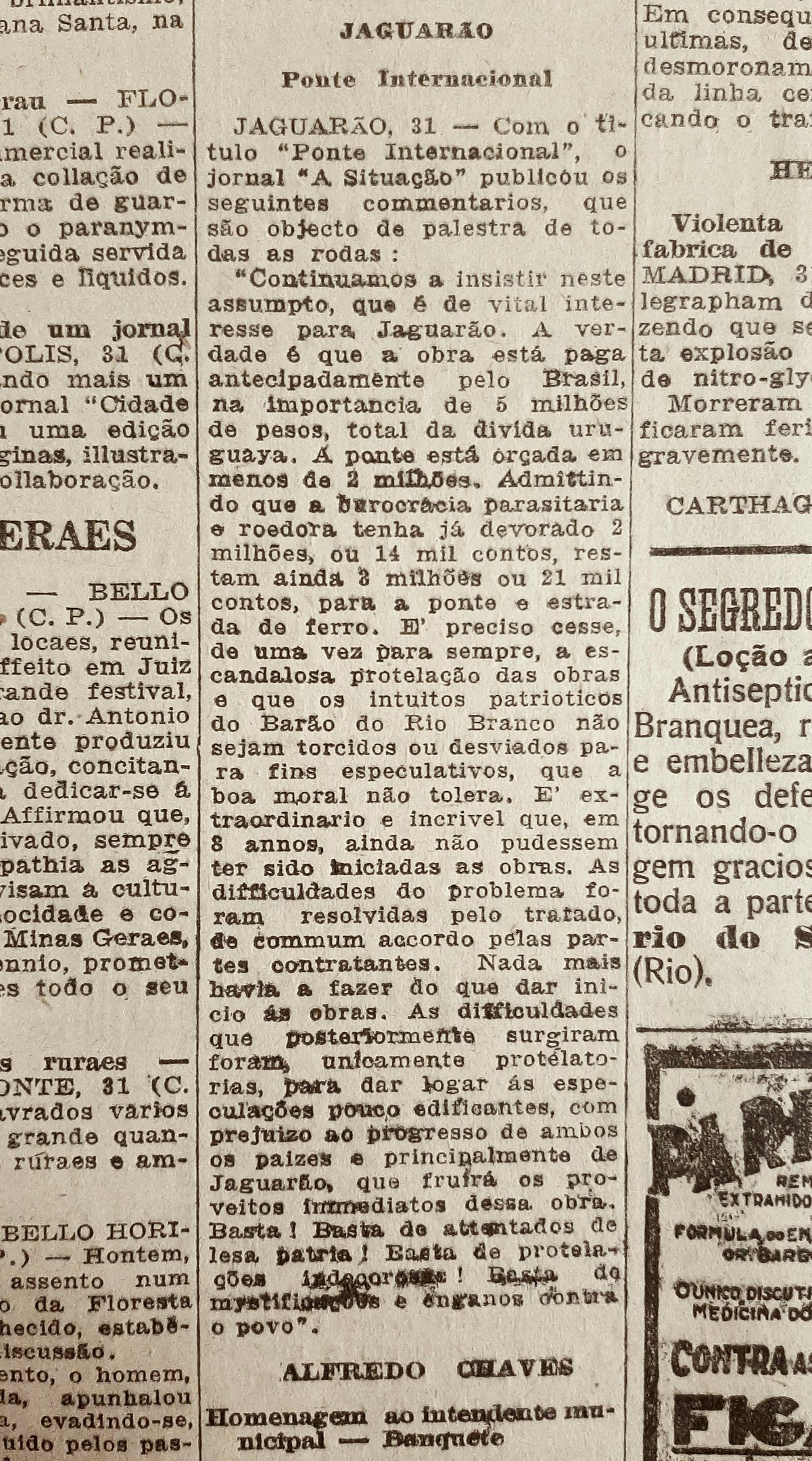 Di&aacute;rio da fronteira criticou duramente a demora e a burocracia no projeto da ponte
