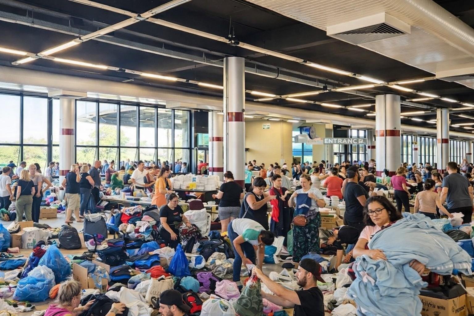 Durante as enchentes o campus acolheu cerca de 8 mil pessoas e 3 mil animais resgatados