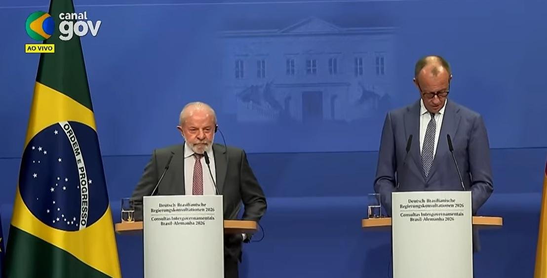 Lula e Friedrich Merz concedem declara&ccedil;&atilde;o conjunta