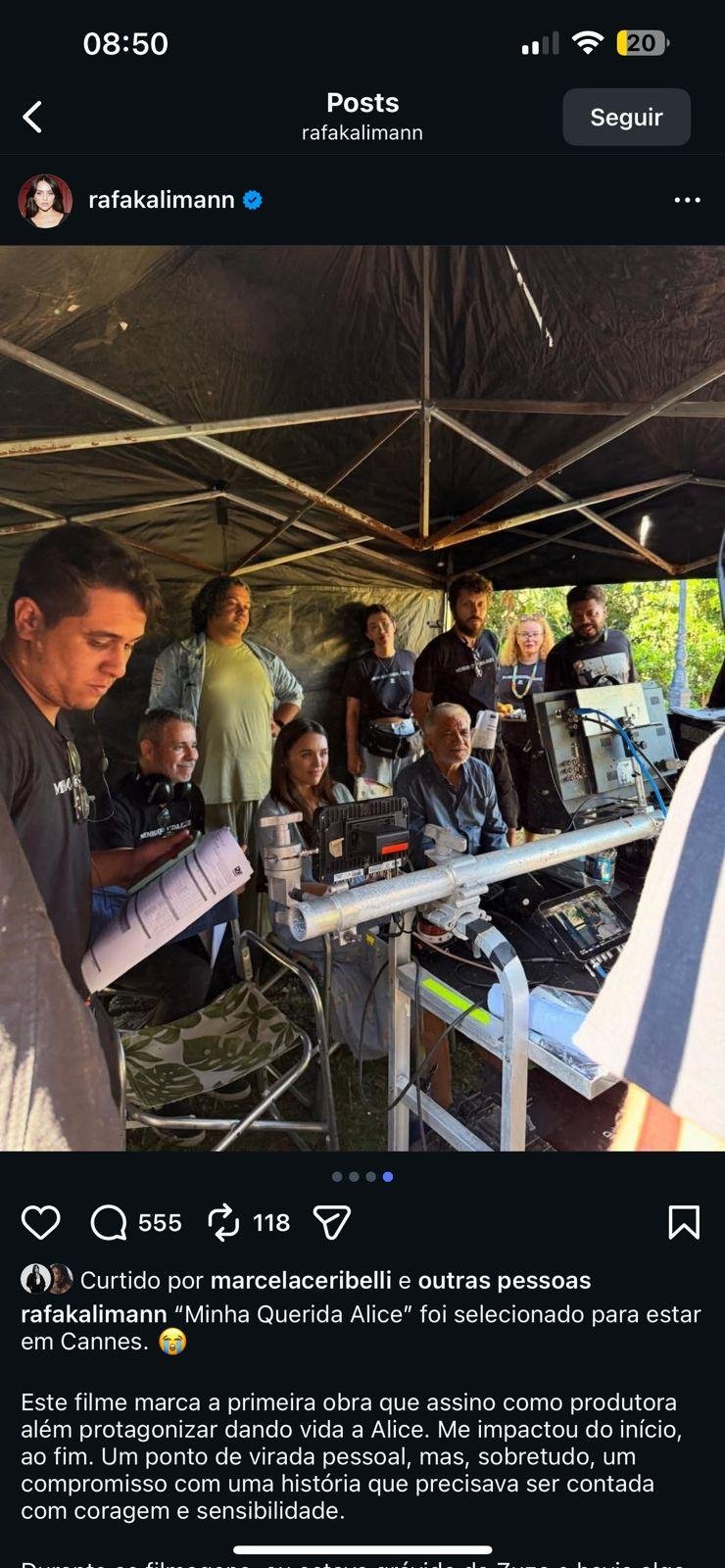 Equipe de "Minha Querida Alice" no set de filmagem