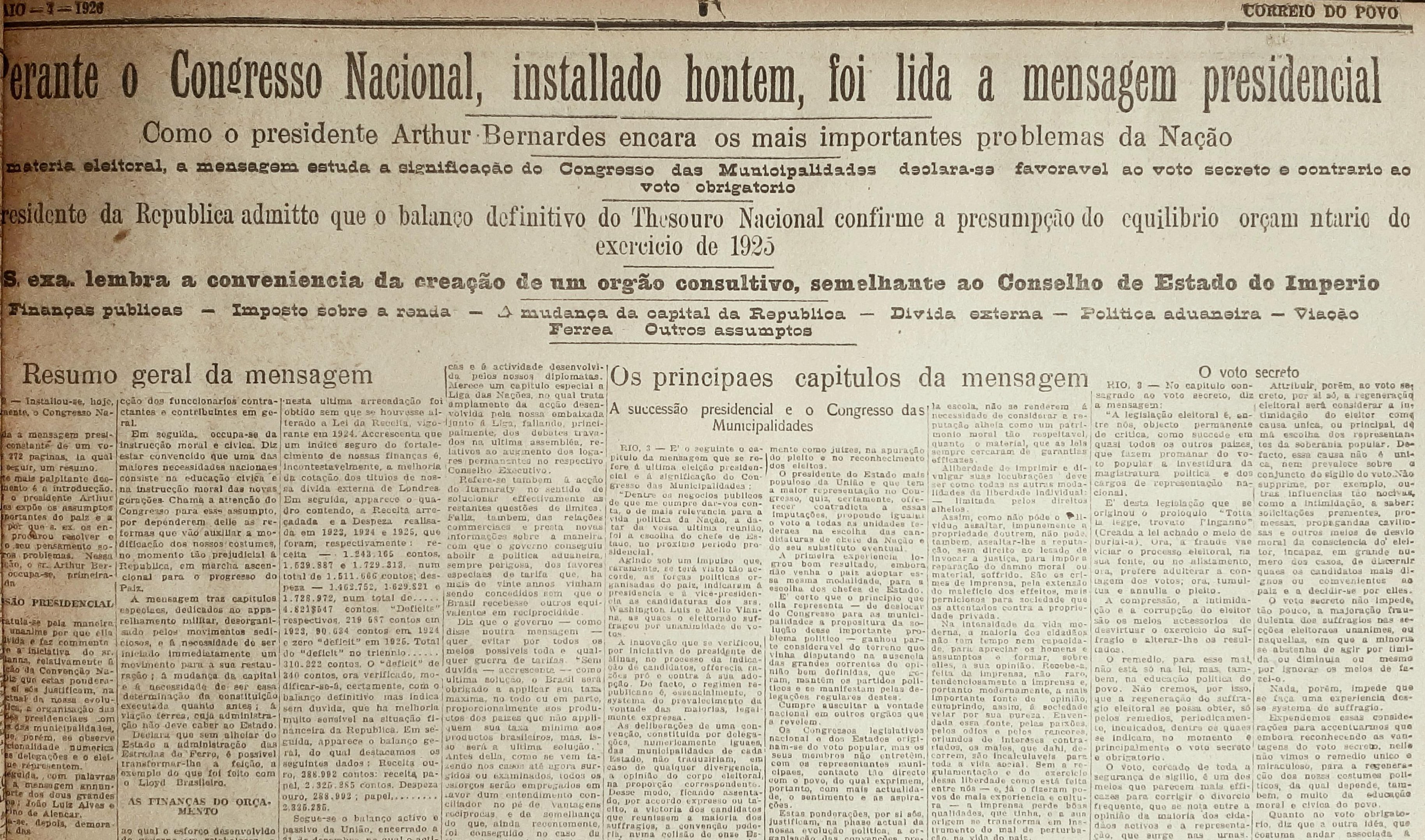 A mudan&ccedil;a da sede do poder federal j&aacute; era projeto antigo, mas foi novamente postergada pelo governo de Artur Bernardes