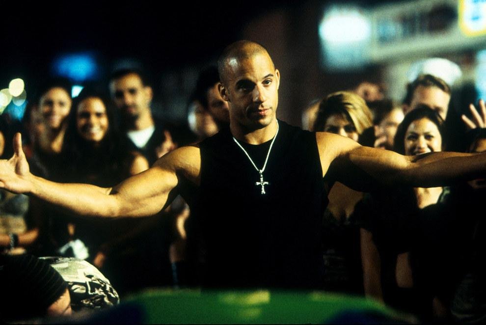 Vin Diesel em cena do primeiro filme 'Velozes e Furiosos'
