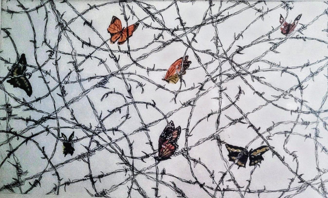 'Fragili limiti', desenho com bico de pena e aquarela, foi selecionada para a Pro Bienal de Veneza