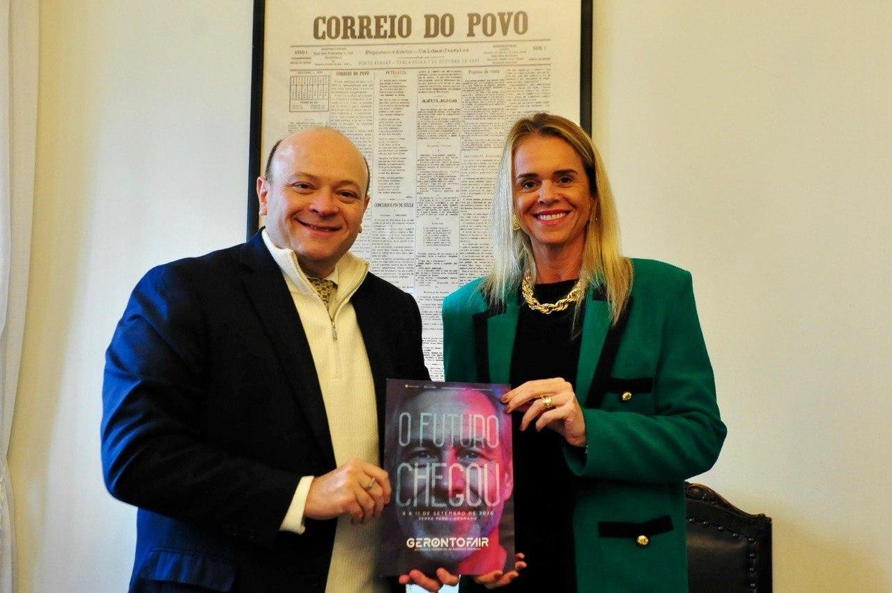 Diretor-presidente do Correio do Povo, Marcelo Dantas, recebeu a diretora-presidente da Merkator, Roberta Pletsch