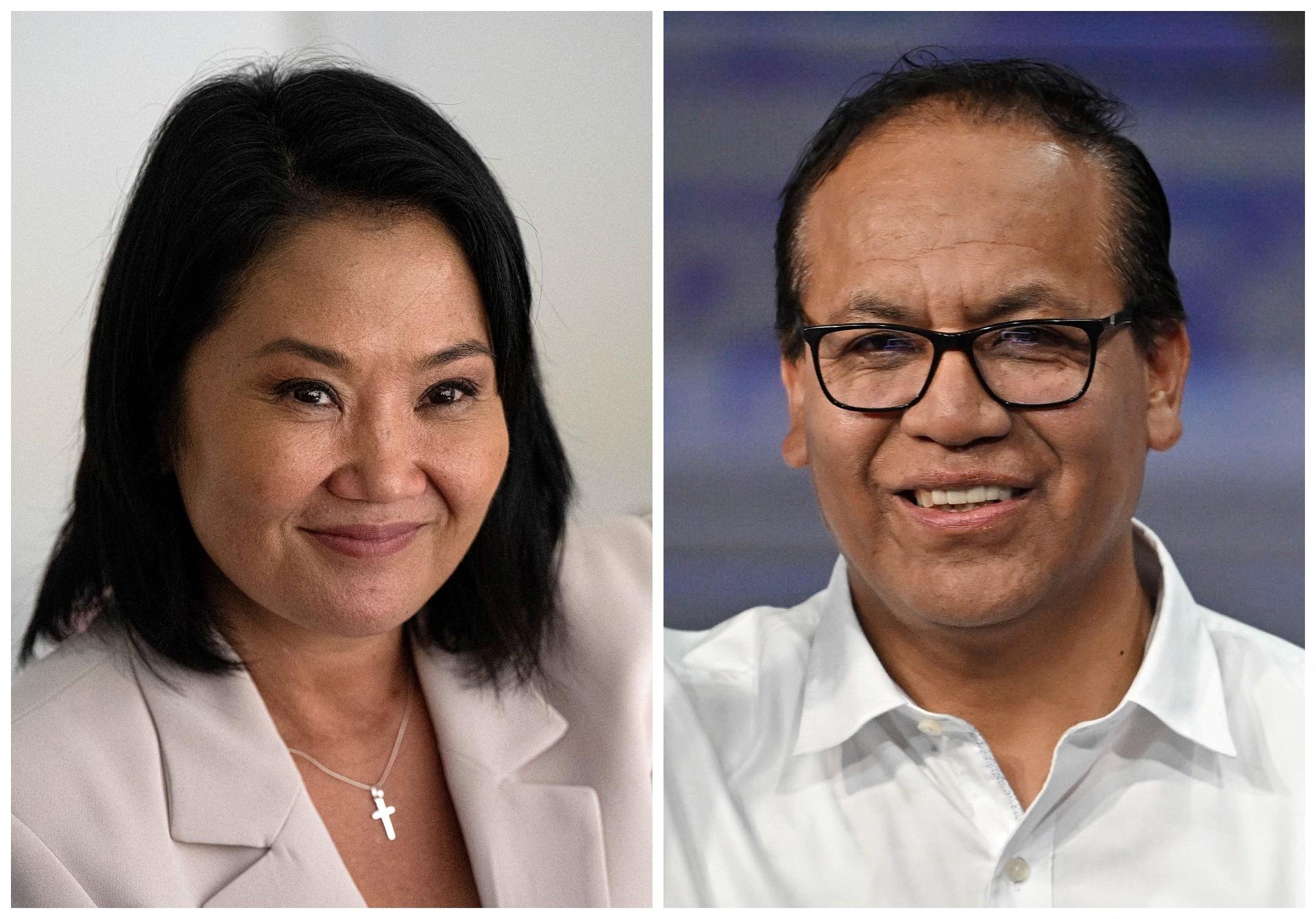 Os candidatos "que obtiveram as maiorias relativas" s&atilde;o Keiko Fujimori e Roberto S&aacute;nchez