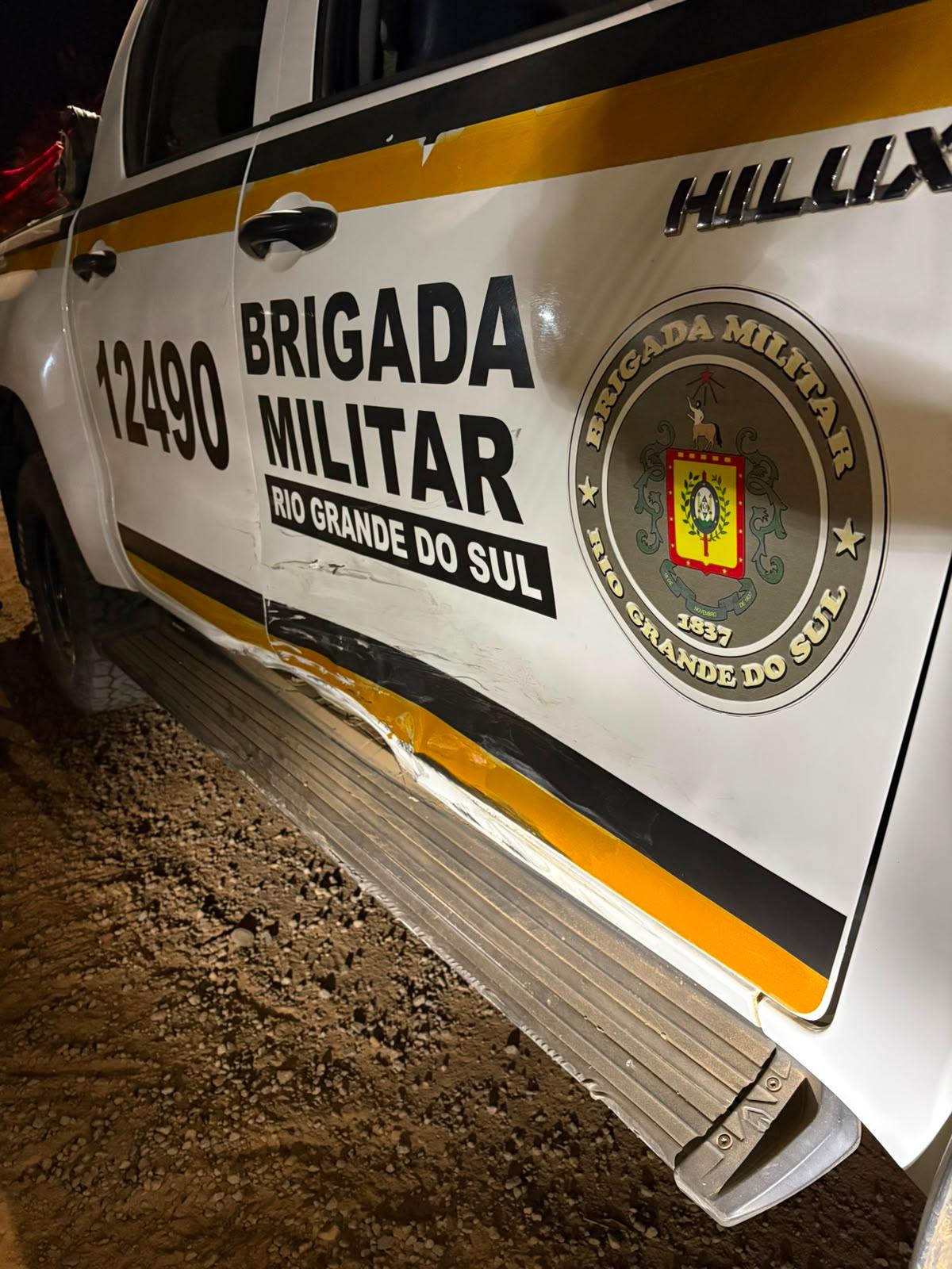 Viatura da BM ficou danificada ap&oacute;s a ocorr&ecirc;ncia