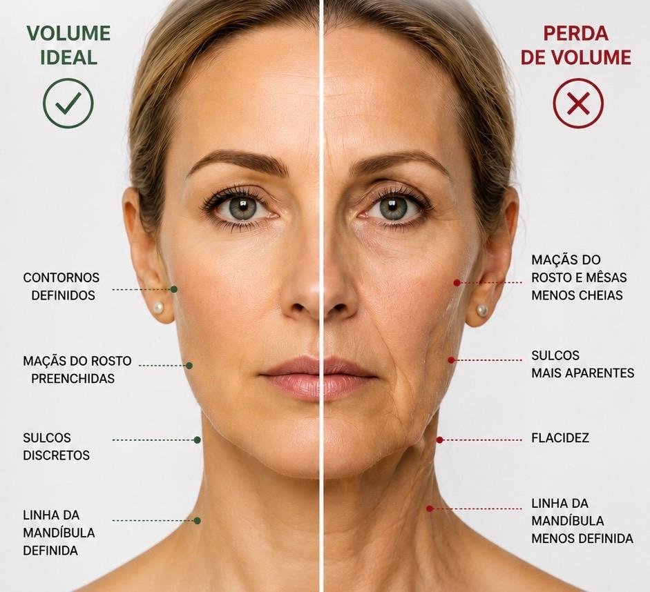 Imagem mostra altera&ccedil;&otilde;es de volume facial que podem ocorrer ap&oacute;s perda de peso r&aacute;pida, com mudan&ccedil;as nos contornos do rosto