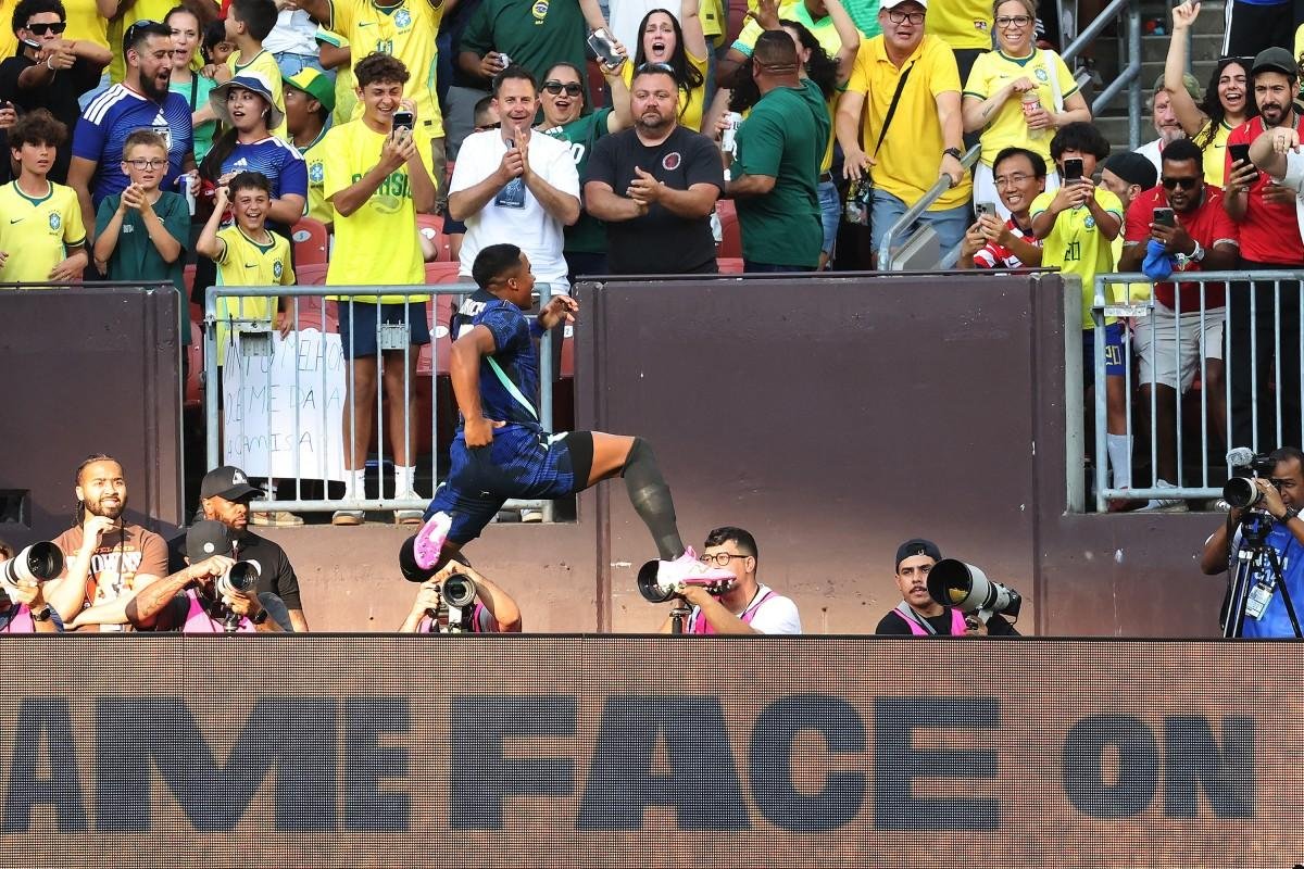 Endrick marcou o gol da vit&oacute;ria do Brasil sobre o Egito no amistoso