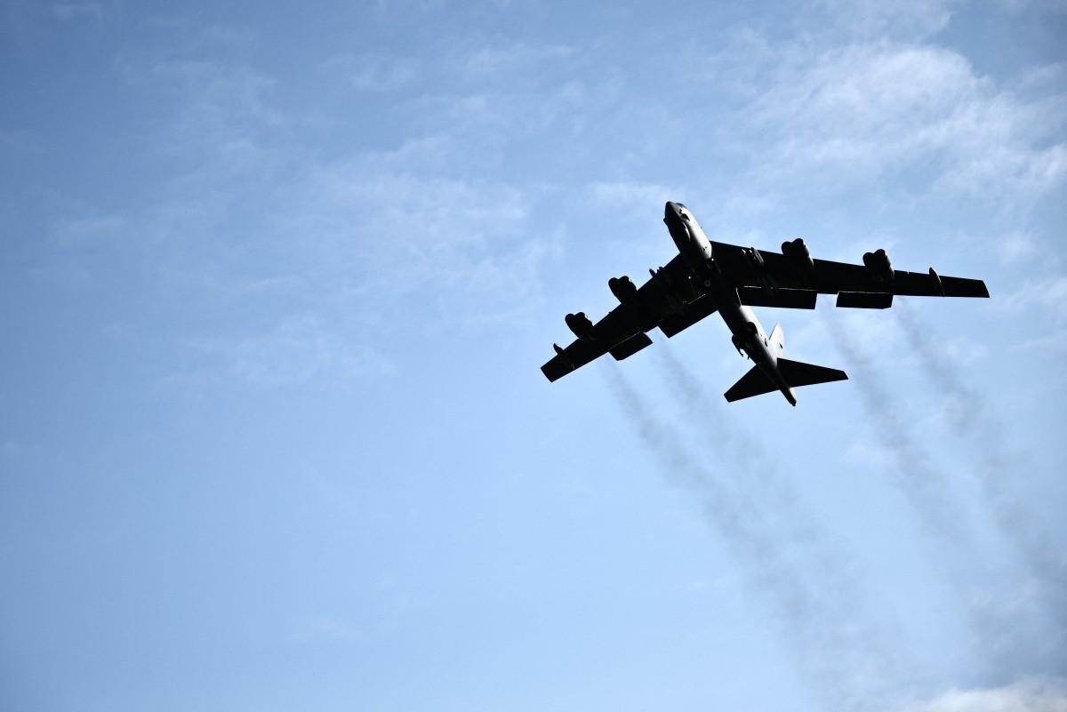 Bombardeiro B-52 Stratofortress, fabricado pela Boeing, &eacute; usado pela For&ccedil;a A&eacute;rea dos EUA desde os anos 1950