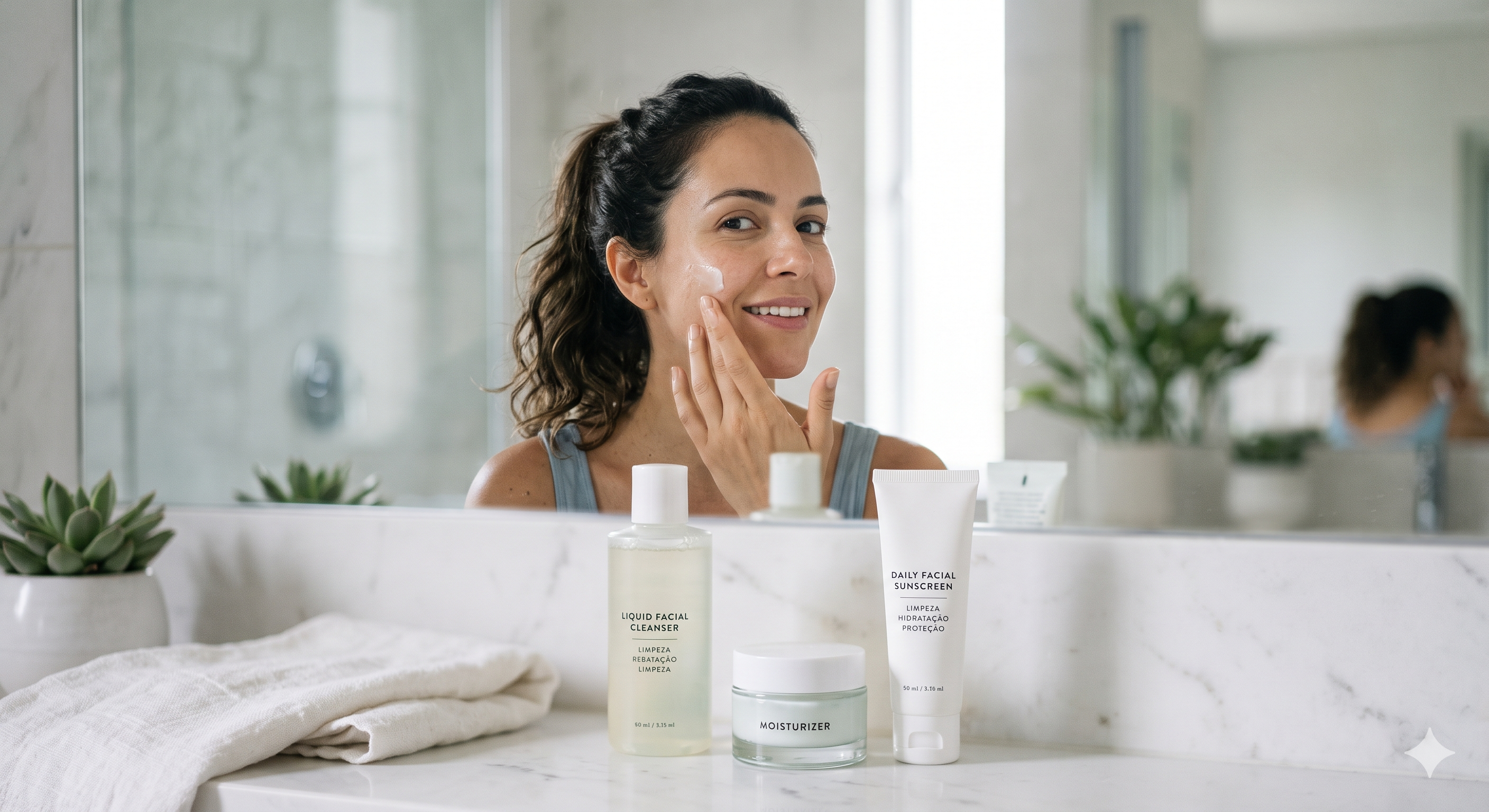 Limpar, hidratar e proteger formam a base de uma rotina de skincare simples, acess&iacute;vel e eficiente, explica Eduarda Machado