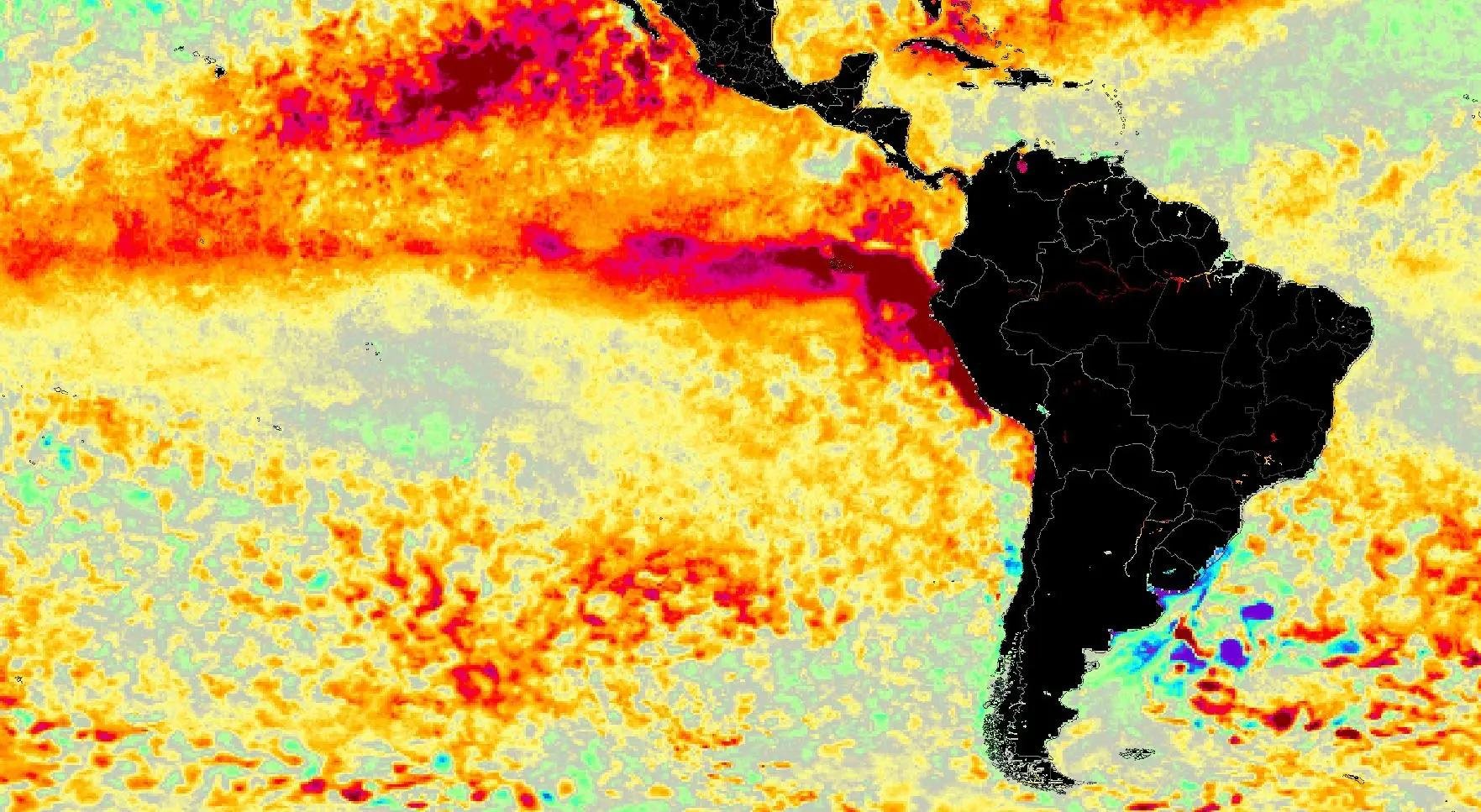 El Ni&ntilde;o promove o aquecimento das &aacute;guas subsuperficiais