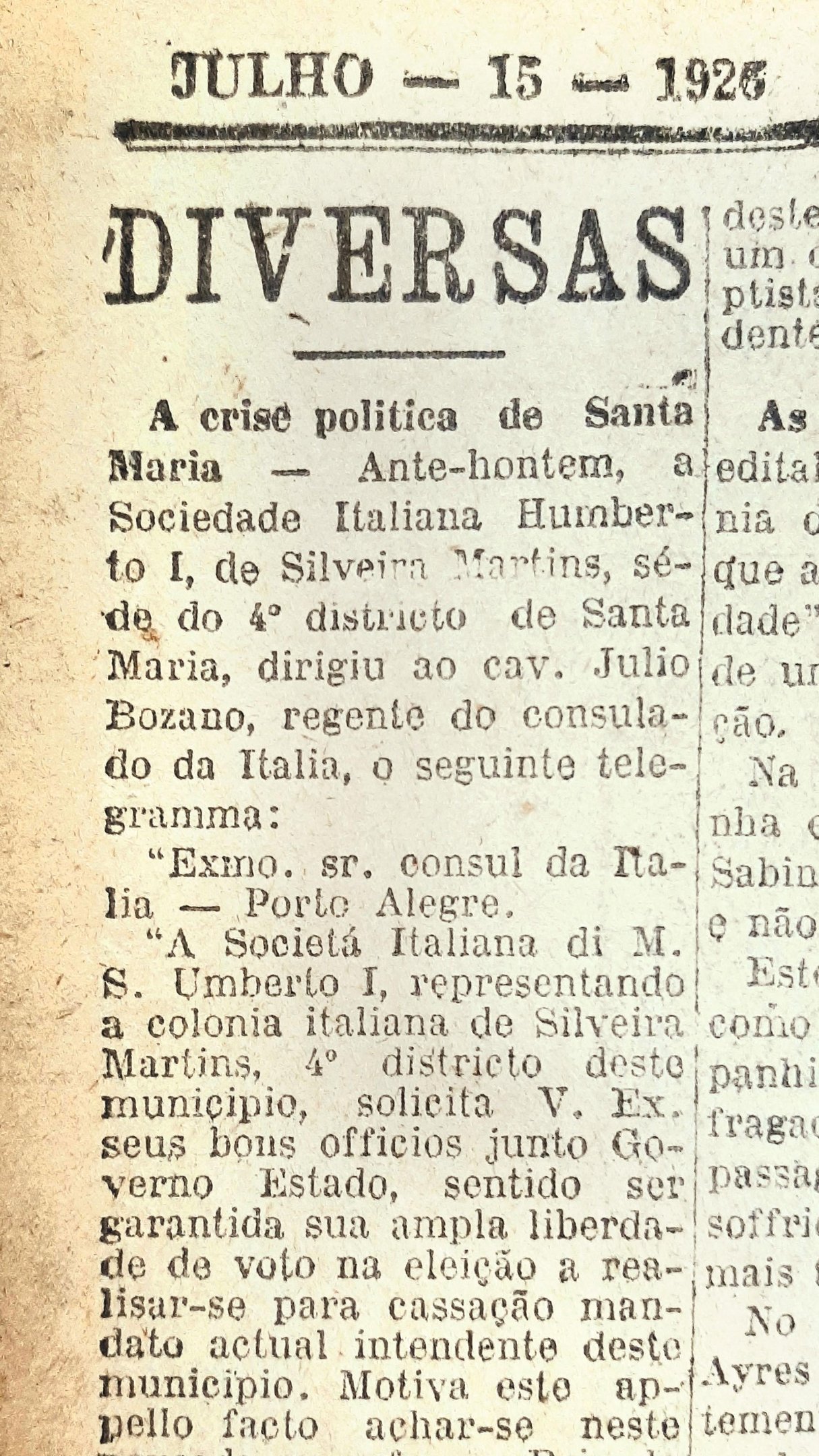 Integrantes da comunidade italiana de Silveira Martins protestaram contra presen&ccedil;a ostensiva da BM