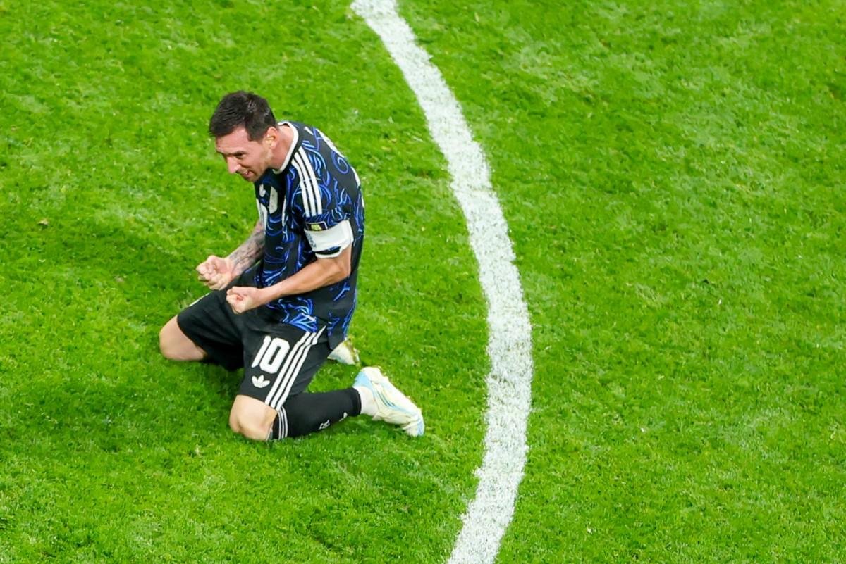 Messi comemora a classifica&ccedil;&atilde;o da Argentina para a final da Copa do Mundo