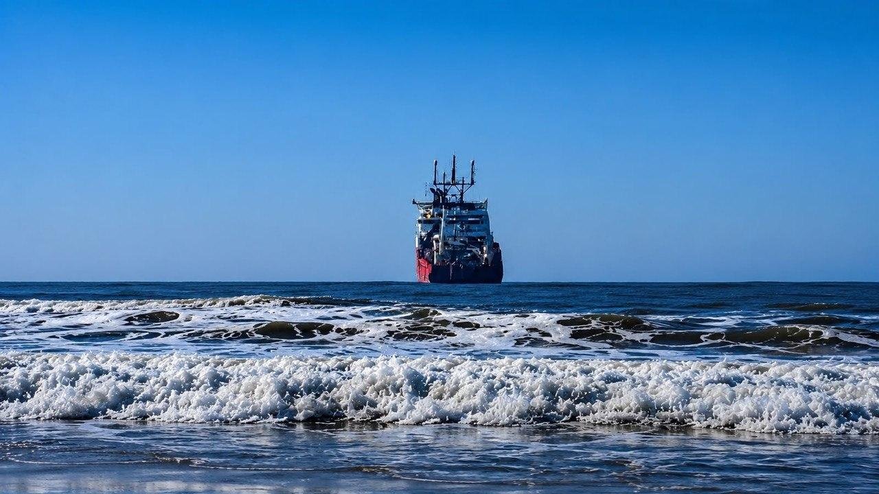 Navio chegou nos &uacute;ltimos dias &agrave; costa do munic&iacute;pio de Balne&aacute;rio Pinhal