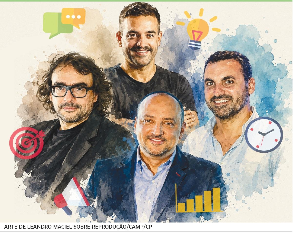 Em sentido hor&aacute;rio, F&aacute;bio Bernardi (esq.), Tiago Brum, Zeca Honorato e Cleber Benvegn&uacute;