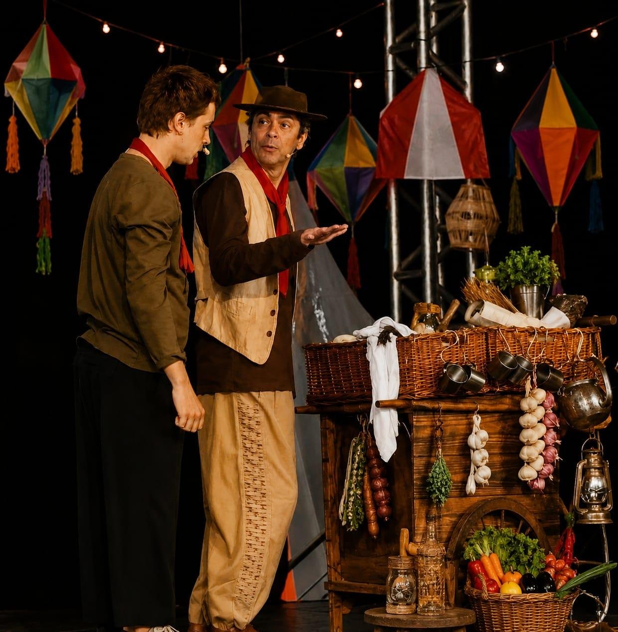 O espet&aacute;culo &ldquo;Pi&aacute; Farroupilha & Outras Hist&oacute;rias&rdquo; tem apresenta&ccedil;&otilde;es hoje e amanh&atilde;, &agrave;s 16h na Sala &Aacute;lvaro Moreyra do Centro Municipal de Cultura Lupic&iacute;nio Rodrigues