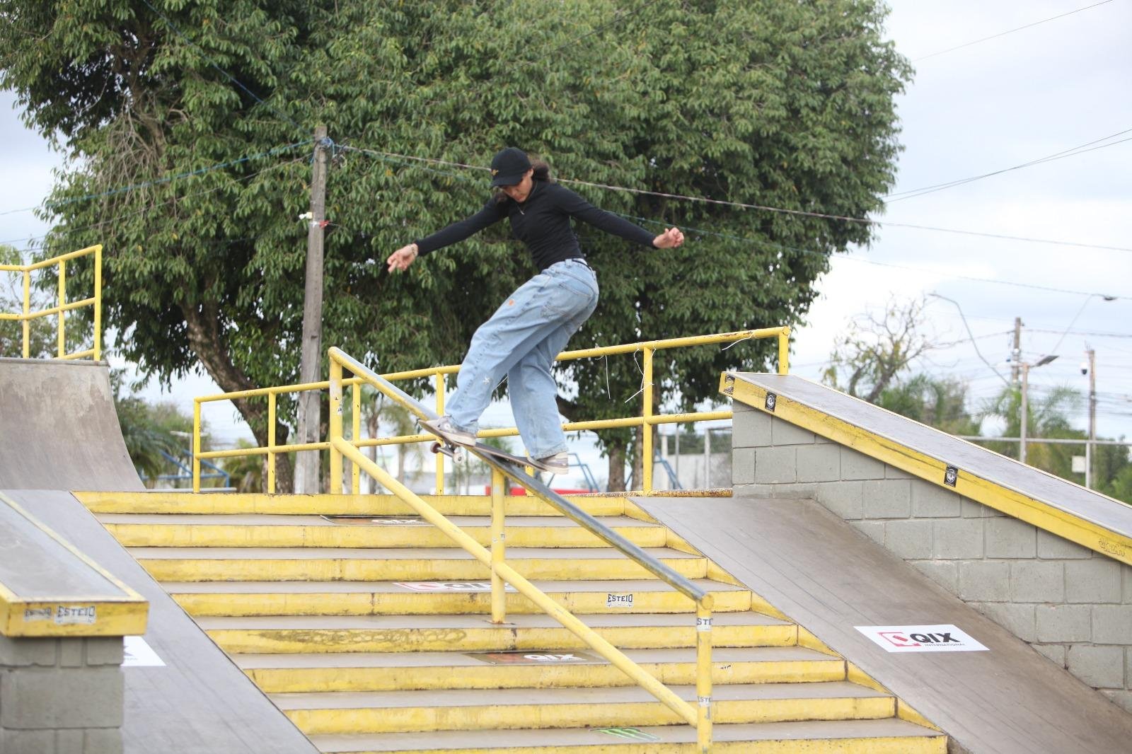 Maria Lucia tem prefer&ecirc;ncia em treinar no skatepark de Esteio, revitalizado em 2023