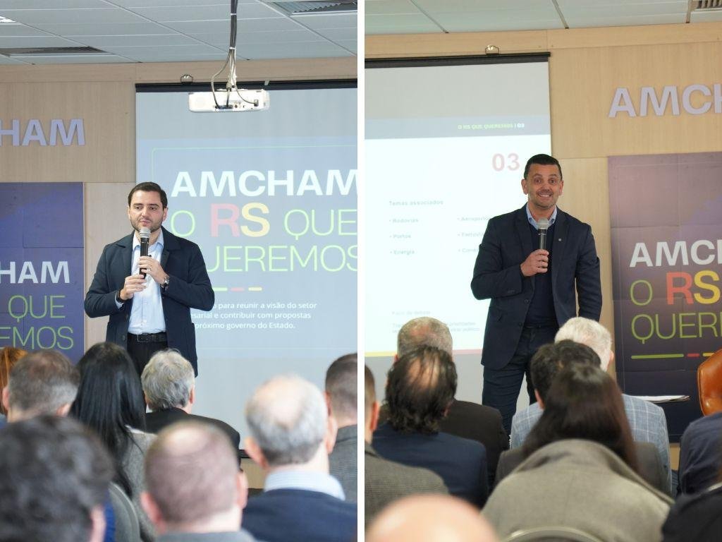 Gabriel Souza e Marcelo Maranata estiveram presentes em evento da Amcham