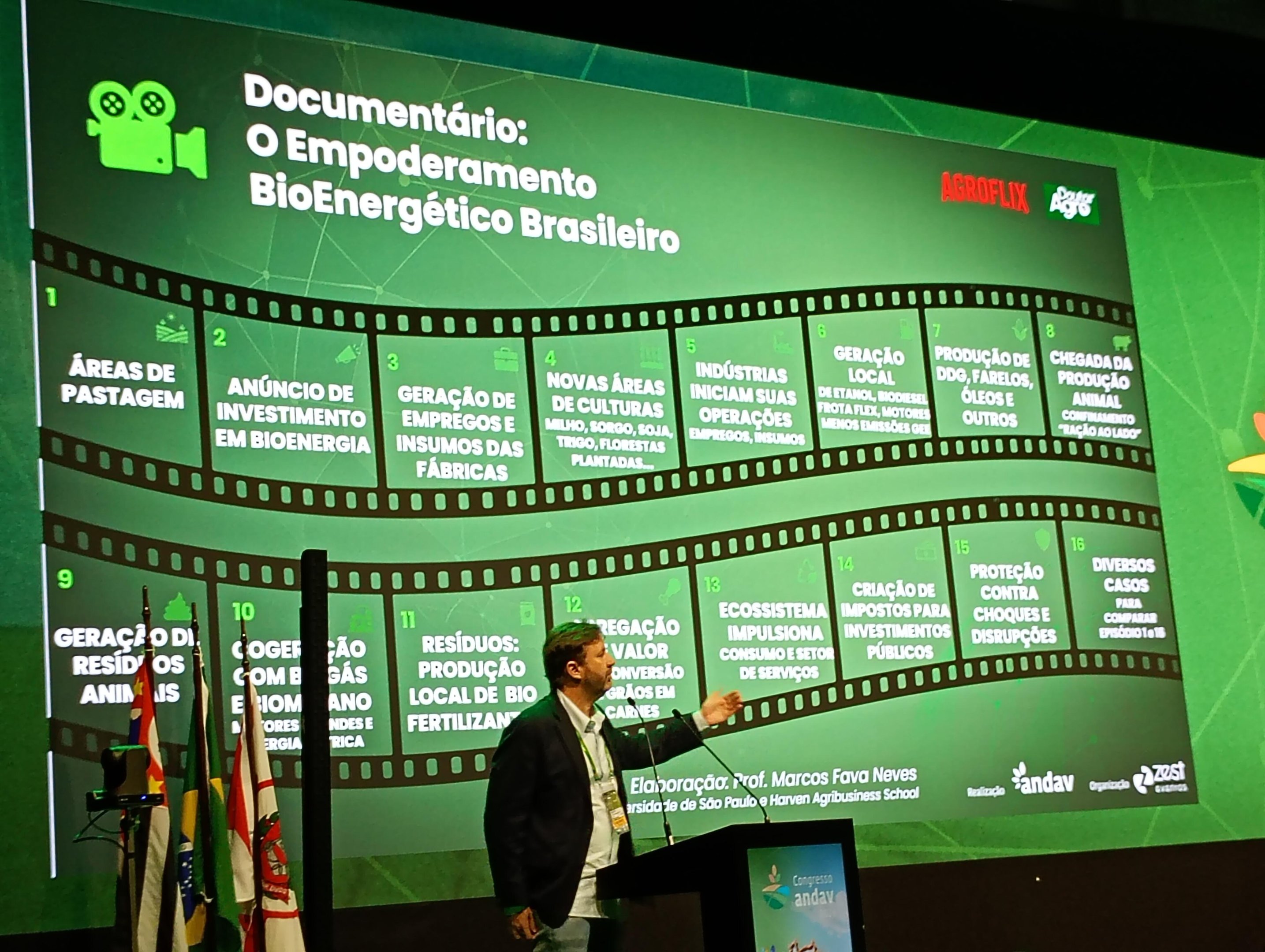 Fava Neves exp&ocirc;s na palestra os "16 cap&iacute;tulos" da s&eacute;rie que mostra a potencialidade bioenerg&eacute;tica brasileira
