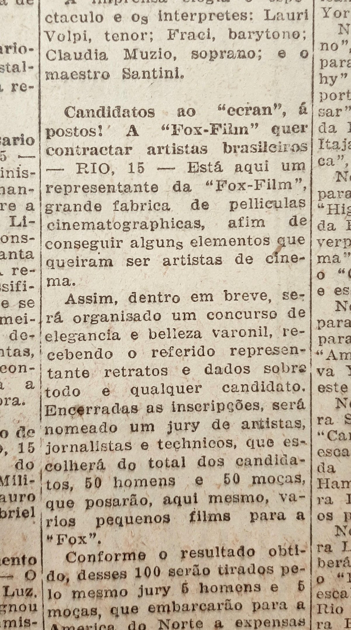 Grande est&uacute;dio americano prospectava atores e atrizes para as telonas