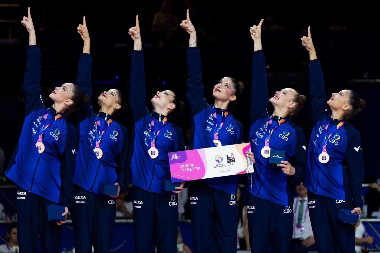 Brasil conquista bronze no Mundial e garante vaga ol&iacute;mpica na gin&aacute;stica r&iacute;tmica