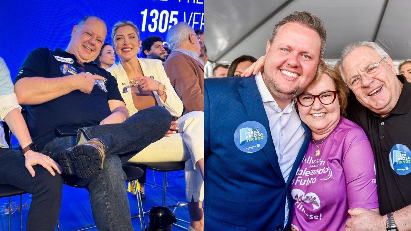 Sandro e Nicole, que disputam vaga na Assembleia, e Covatti Filho, Silvana e Covatti