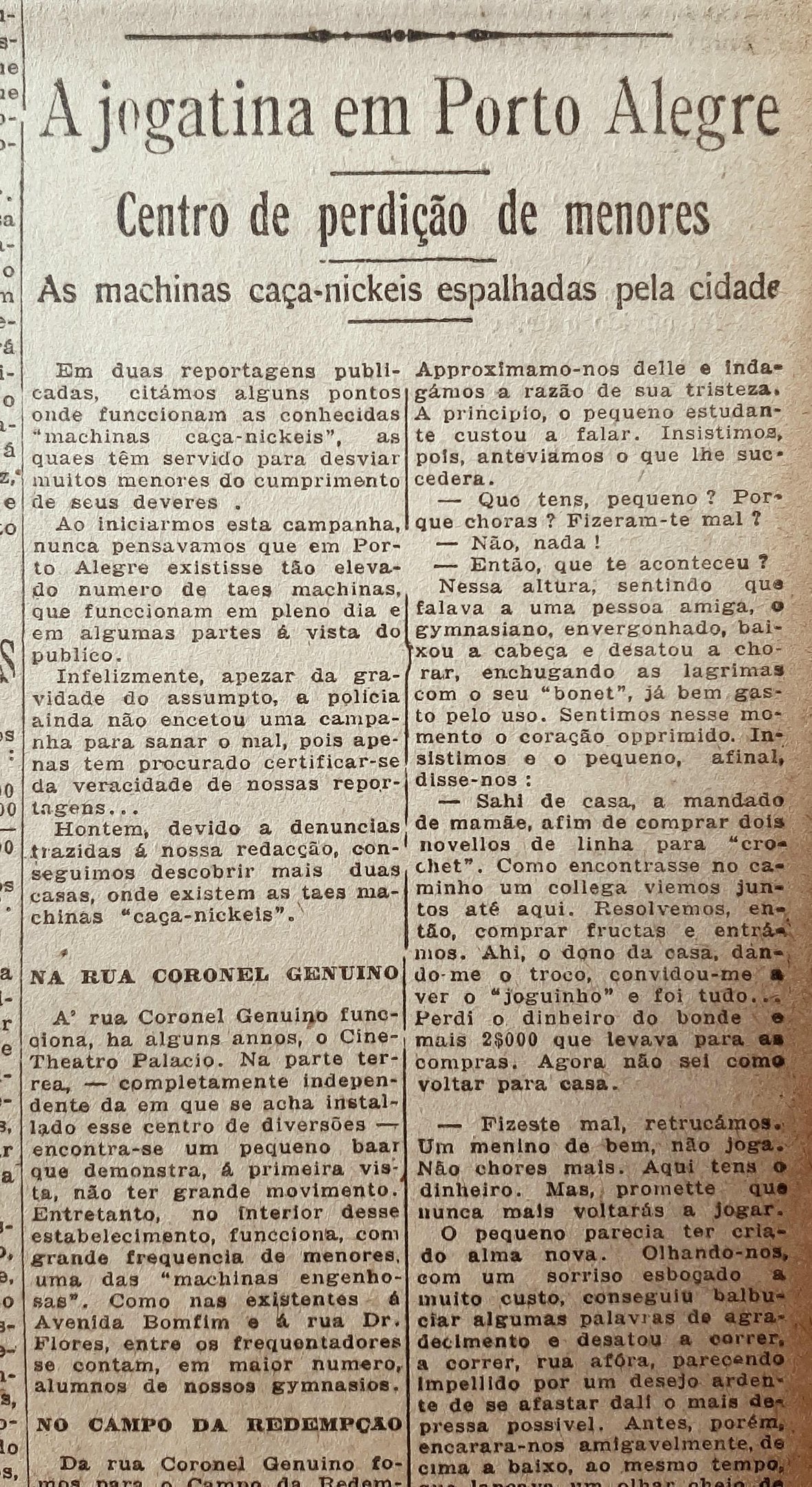 A s&eacute;rie de reportagens do Correio do Povo sobre a explora&ccedil;&atilde;o de jogos de azar para crian&ccedil;as repercutiu nos col&eacute;gios da Capital