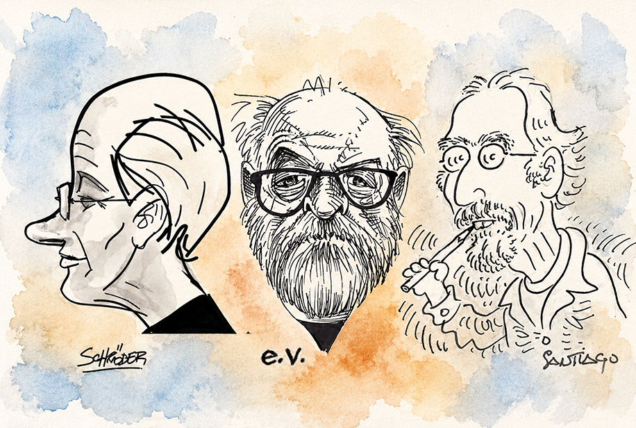 Tr&ecirc;s mestres do cartum -  Schr&ouml;der, Edgar Vasques e Santiago, em destaque na mostra "Charge Mestra - Para Abrir Cabe&ccedil;as", que abre neste dia 20 de agosto, no CHC Santa Casa