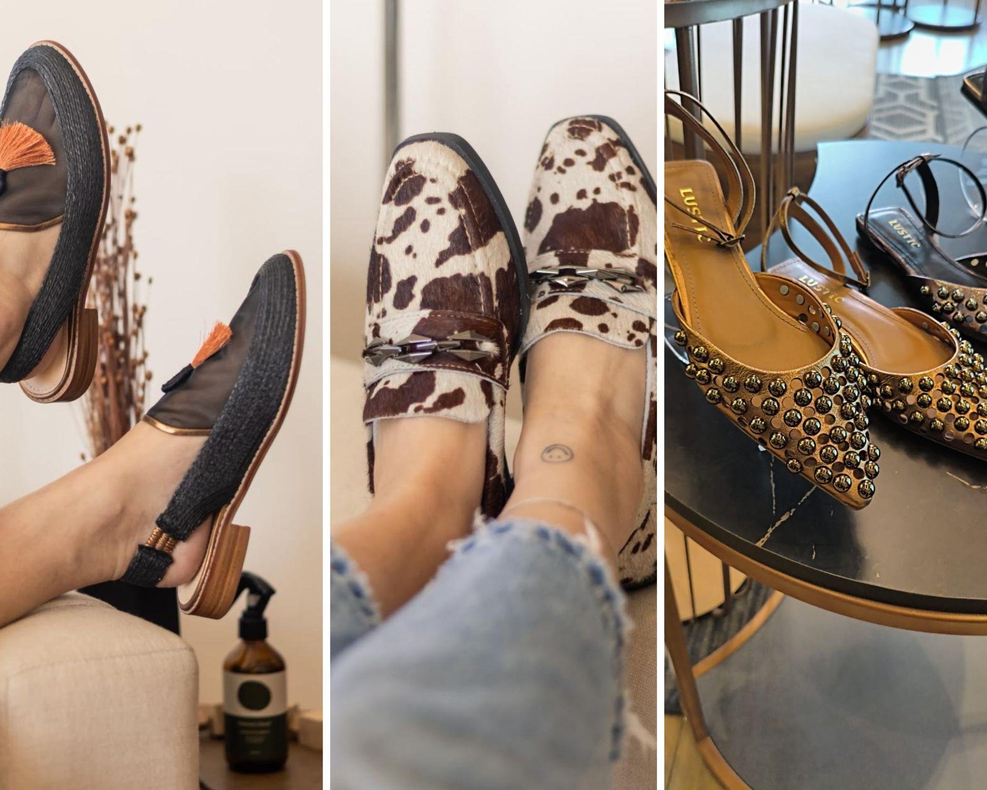 Renda, mocassins e aplica&ccedil;&otilde;es met&aacute;licas atualizam modelos cl&aacute;ssicos e mostram como texturas e detalhes ganham protagonismo nos cal&ccedil;ados da pr&oacute;xima temporada